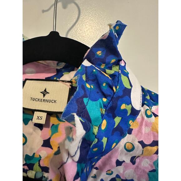 Tuckernuck Teagan Floral Popover Shirt 3/4 Sleeve Top Sz. XS - Picture 7 of 9